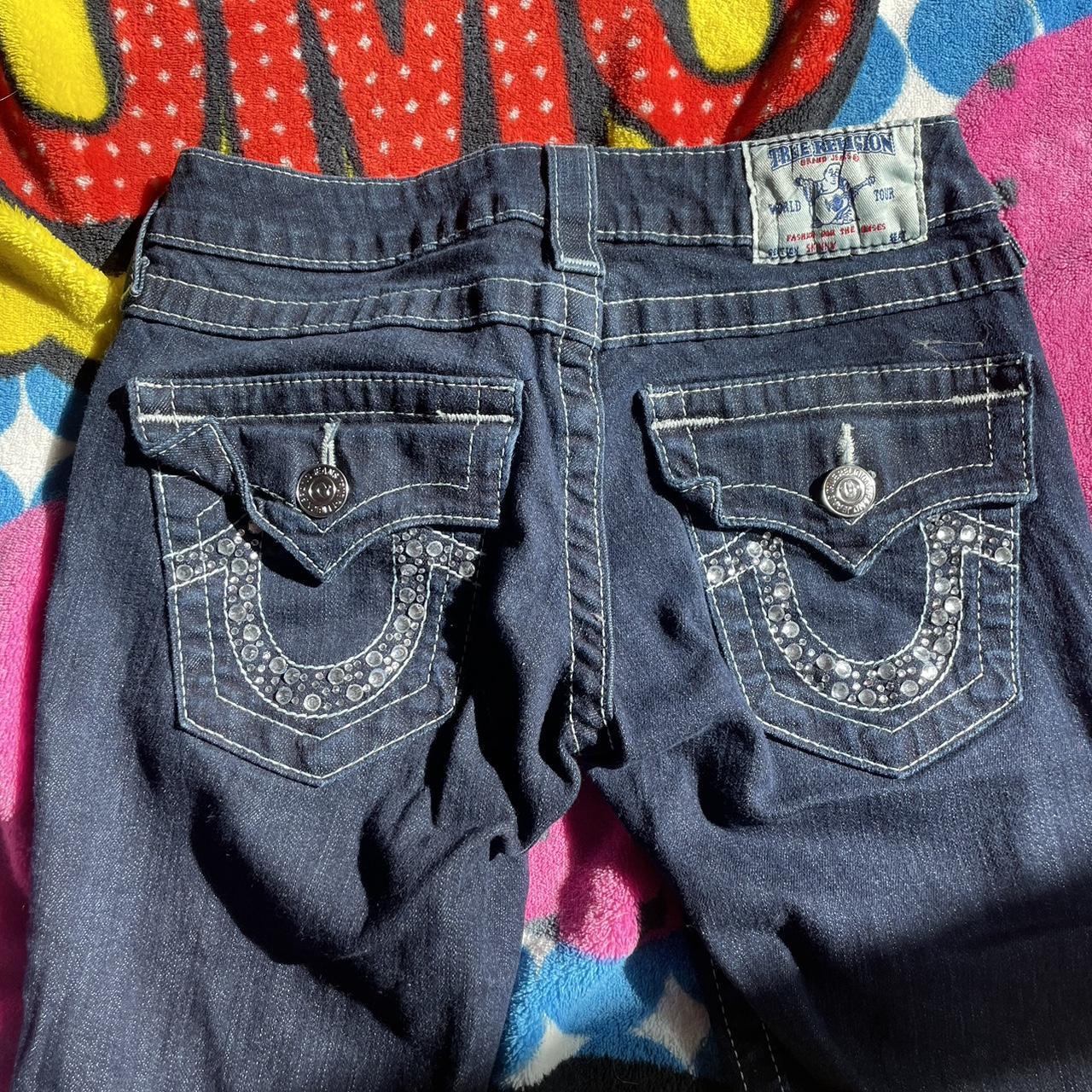 Size 24 true religion jeans with bedazzled pockets... - Depop