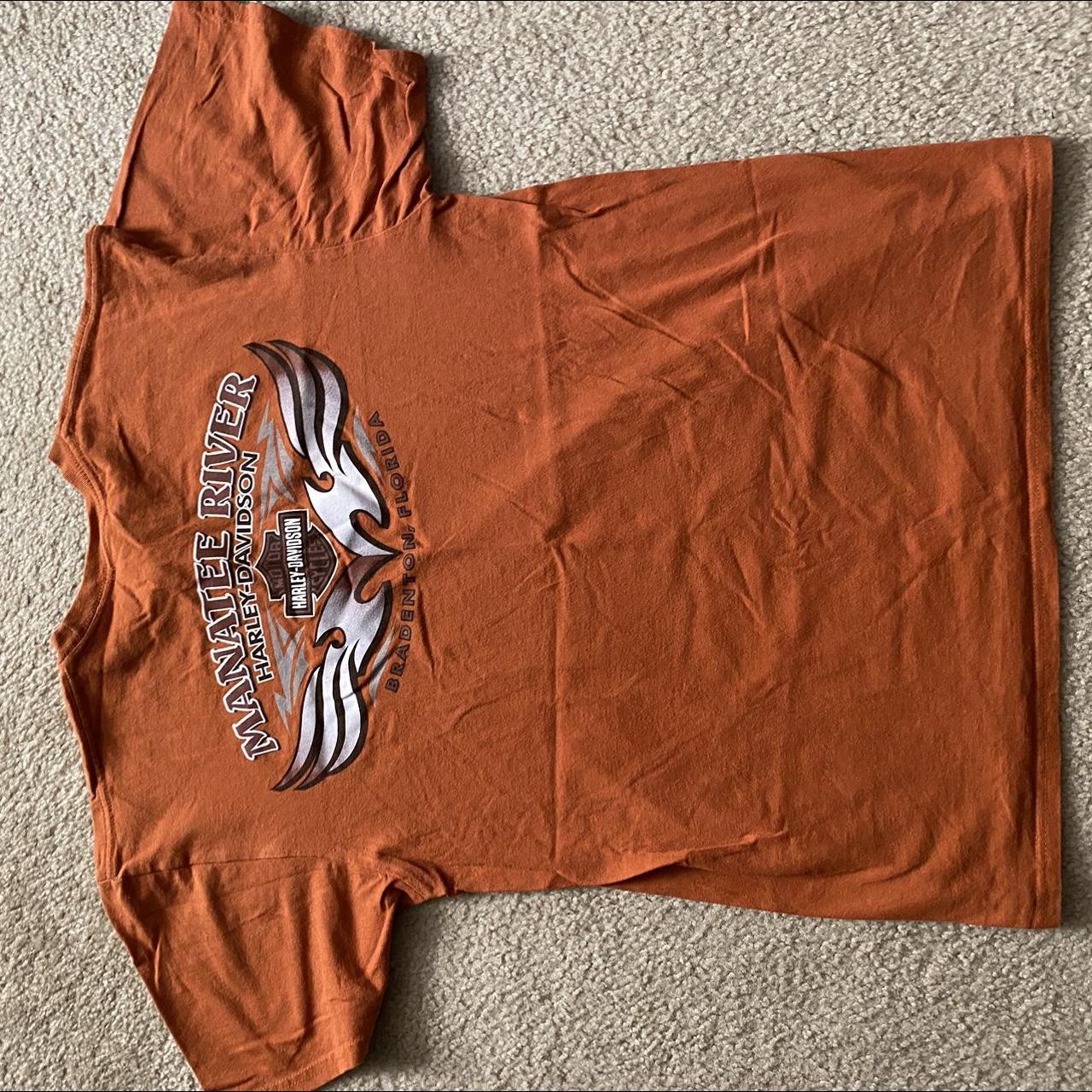 Harley Davidson Men's Orange T-shirt | Depop