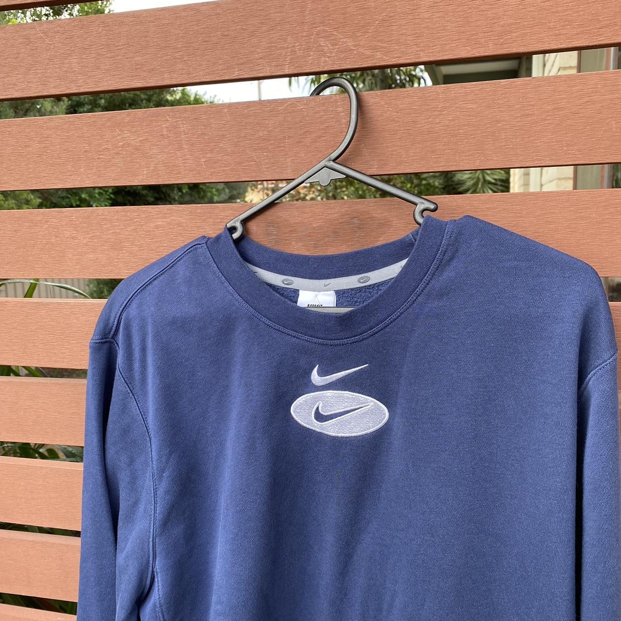 Nike Men's Blue and White Jumper Depop