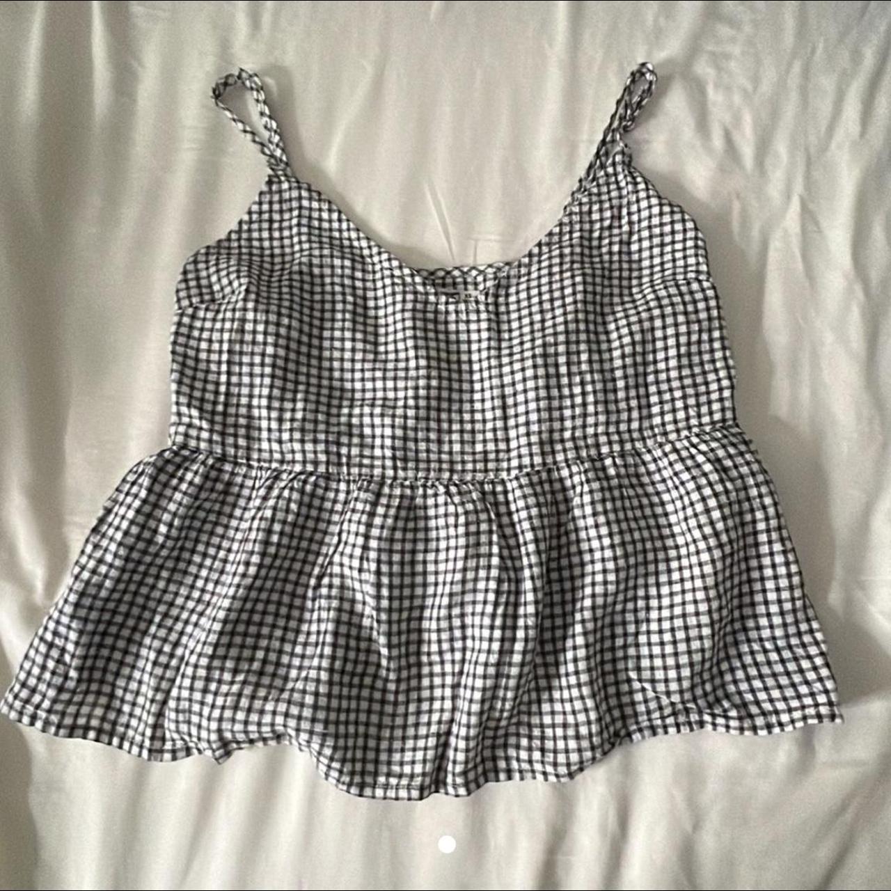 Ruffle-Strap Cami Top in Gingham