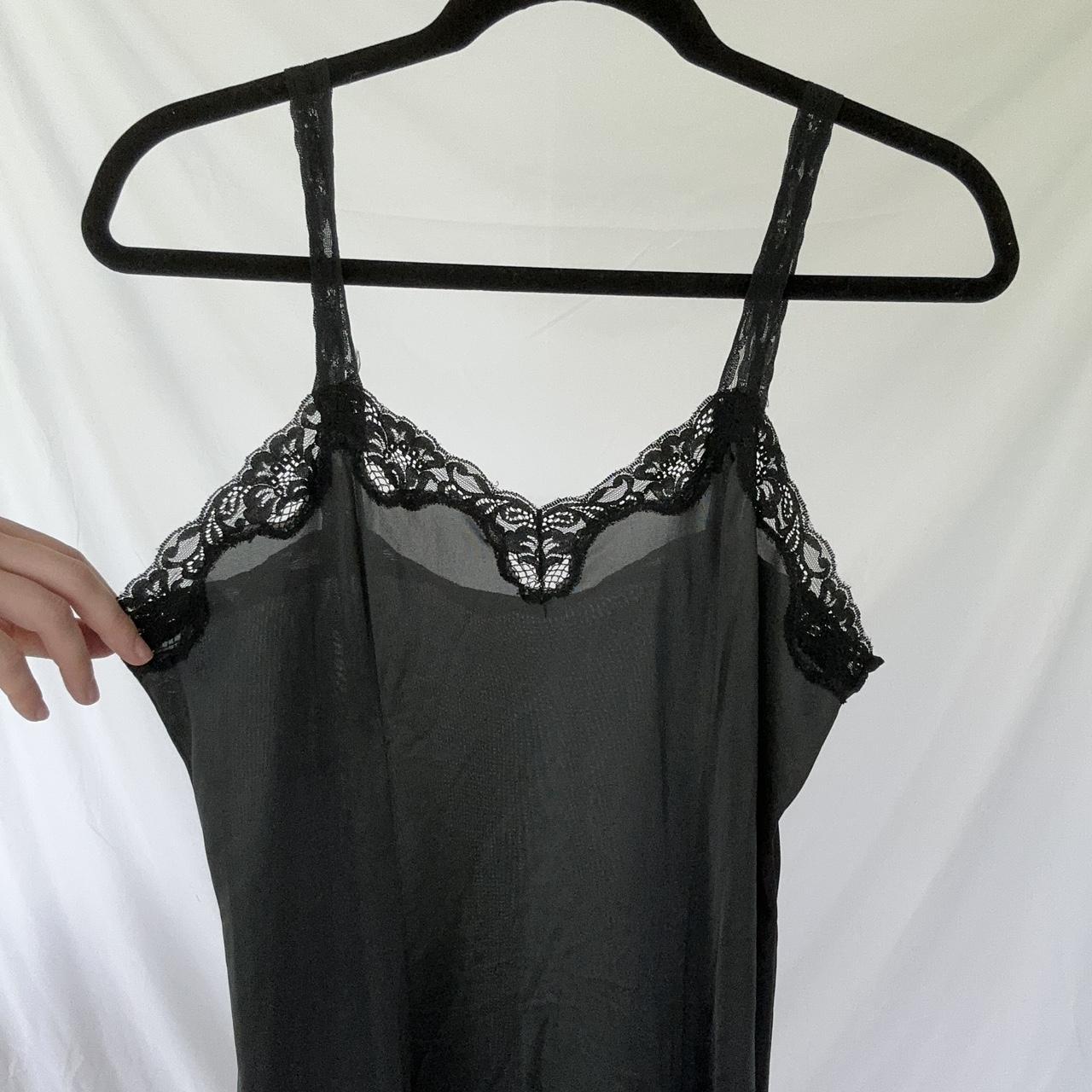 Vintage 80s Maidenform Camisole Black Satin Lace - Depop