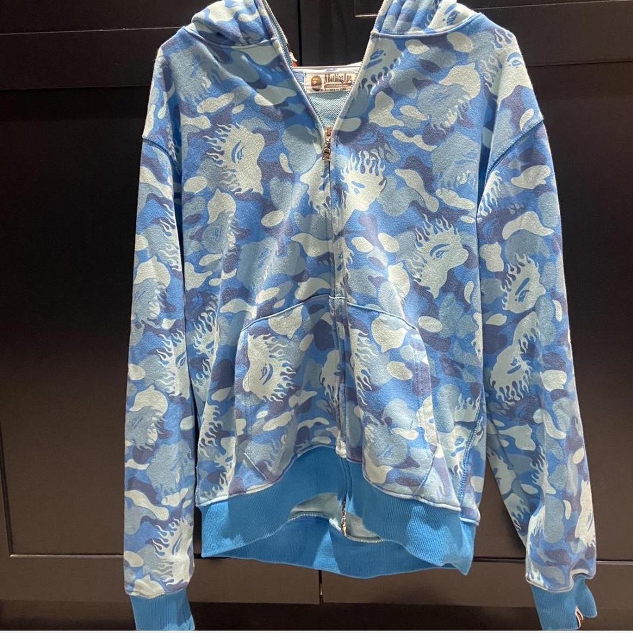 Bape light blue hoodie fashion