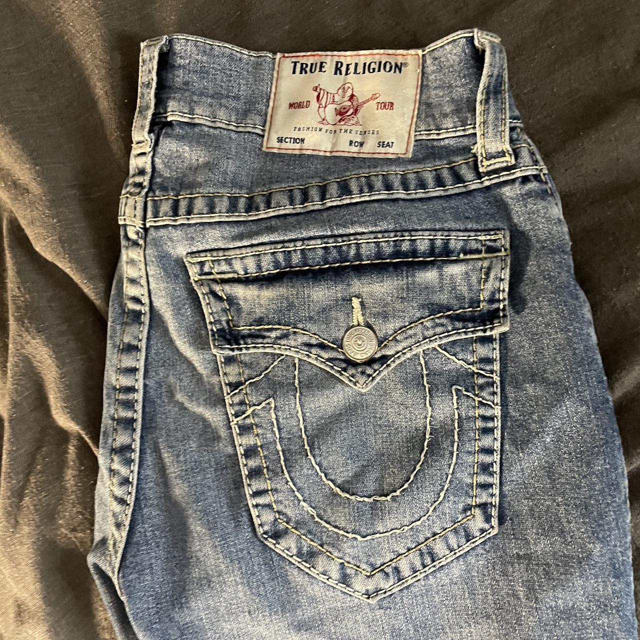 True Religion relaxed straight fit jeans with a nice... - Depop