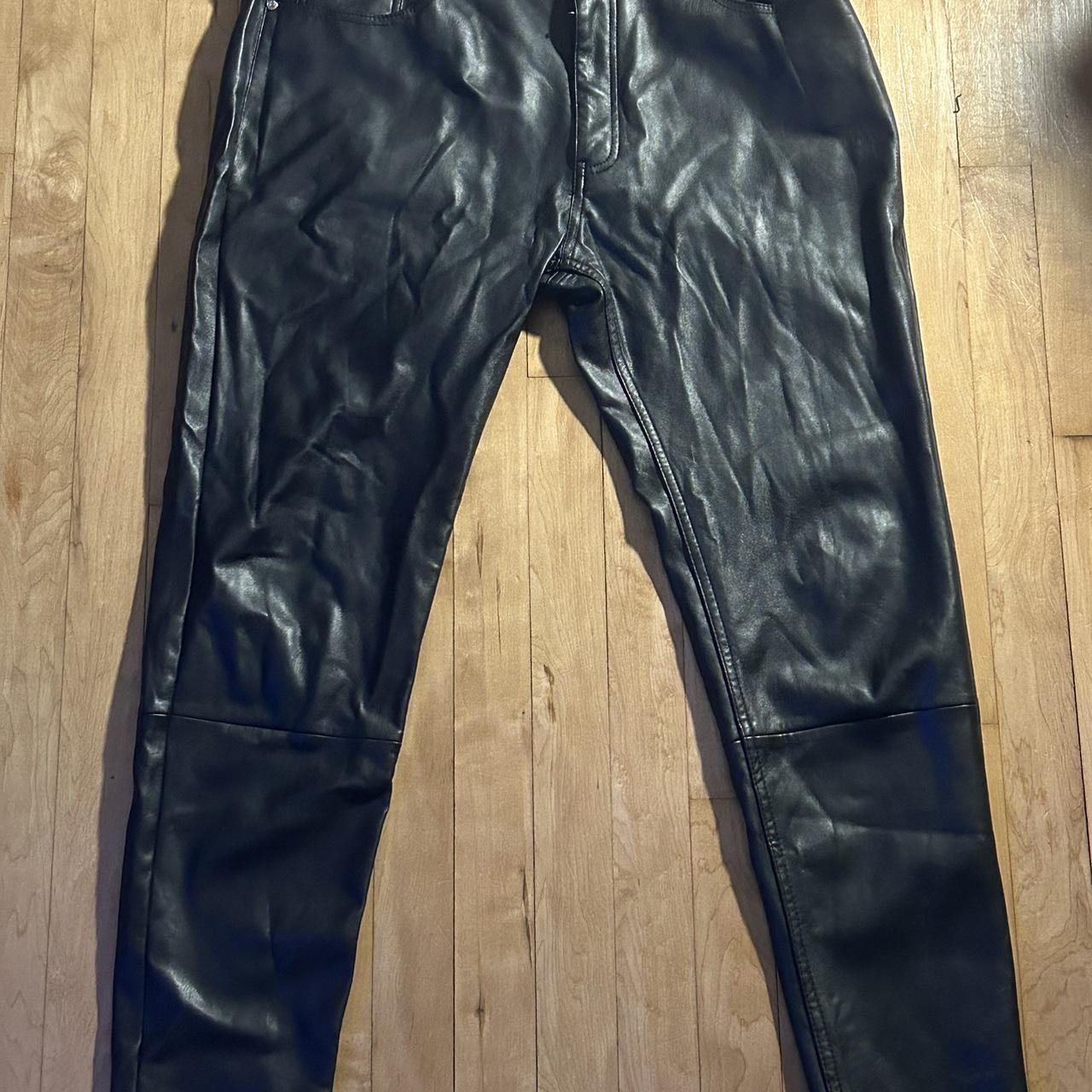 Slim Leather Black Pants size 34 Men’s - Depop