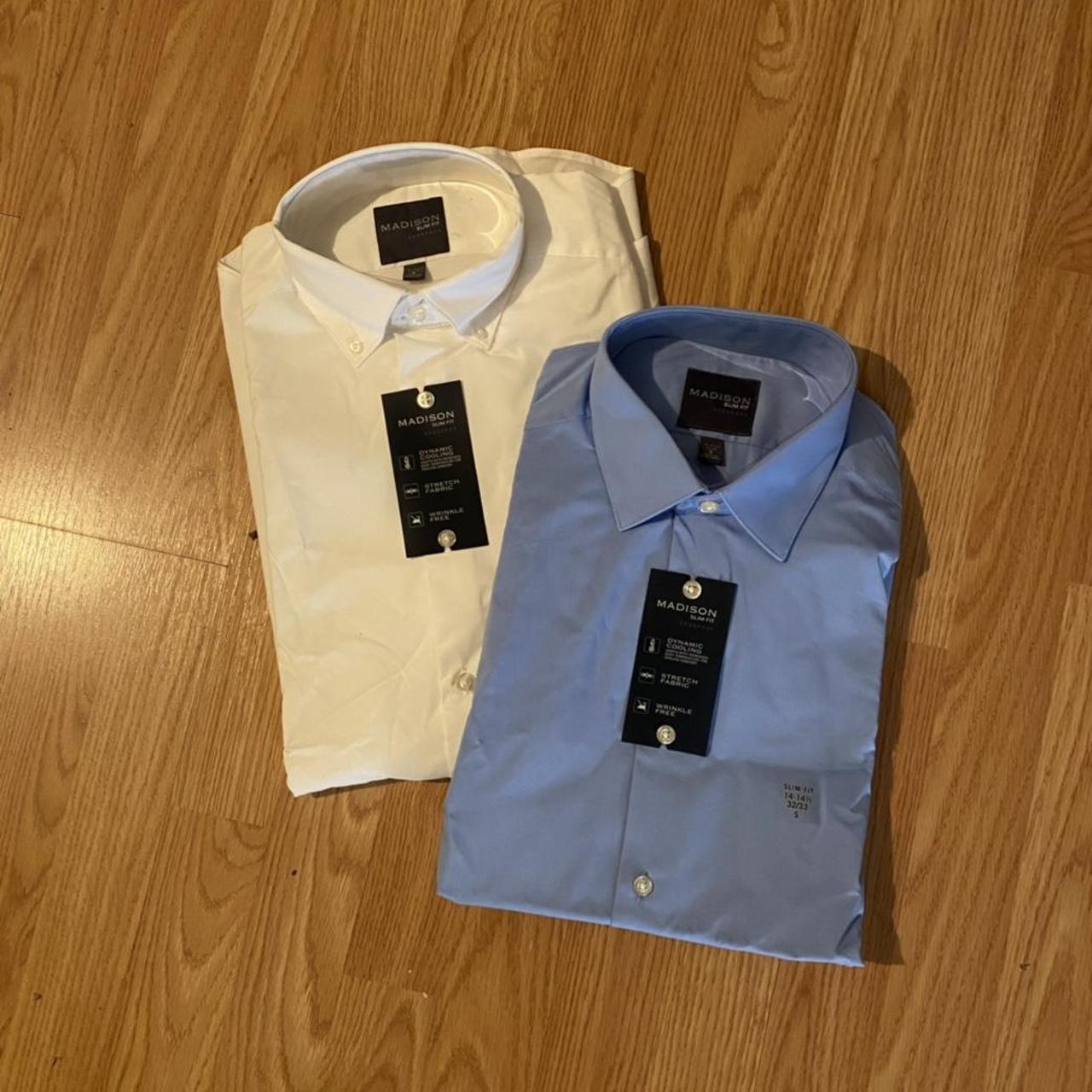 Madison Men's Blue and White Shirt | Depop