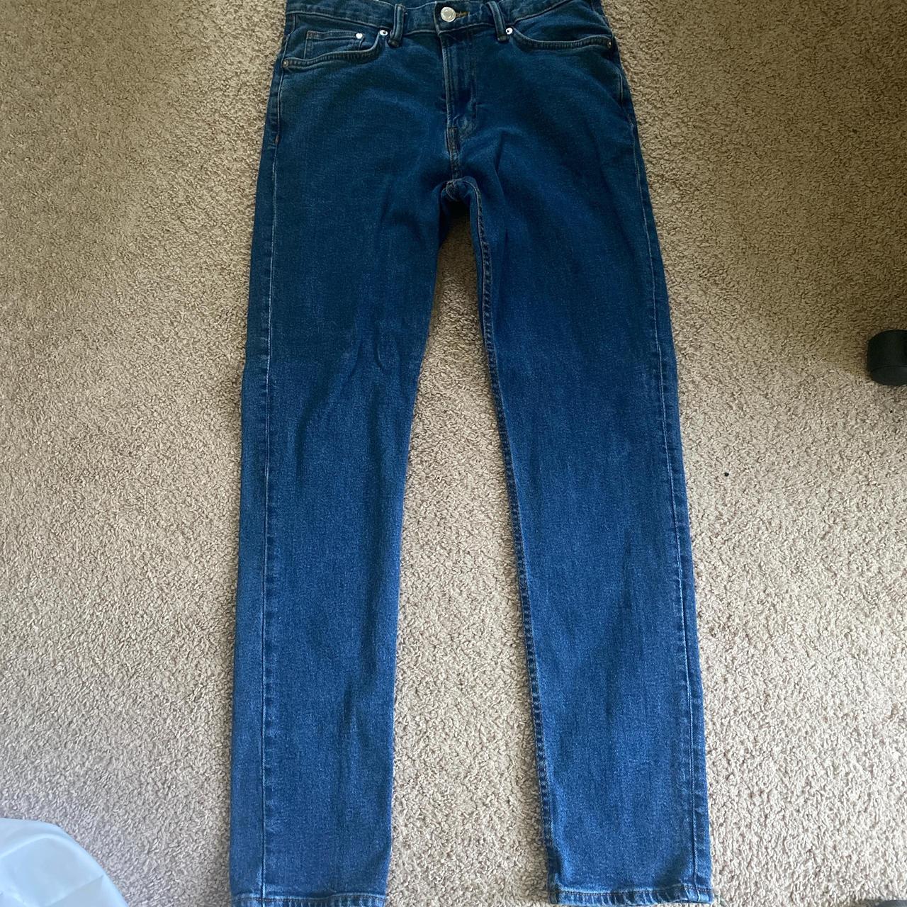 Blue h and m slim straight leg jeans #straightleg