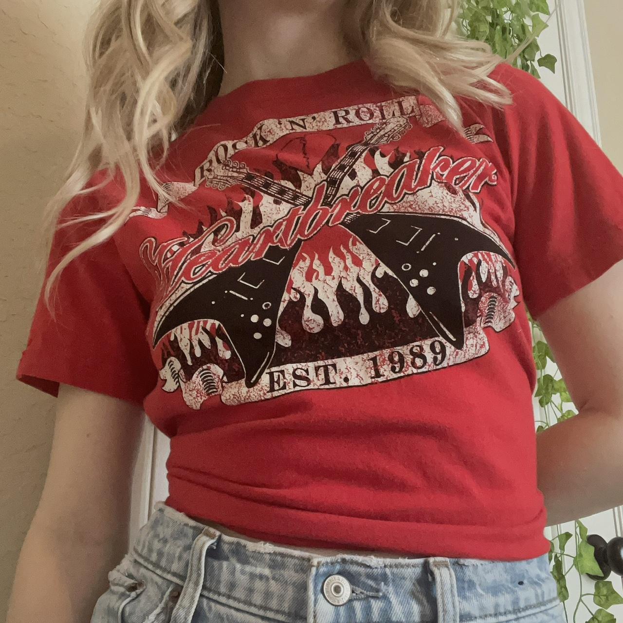 Thrifted rock n roll baby tee. Fits a size xs or small - Depop