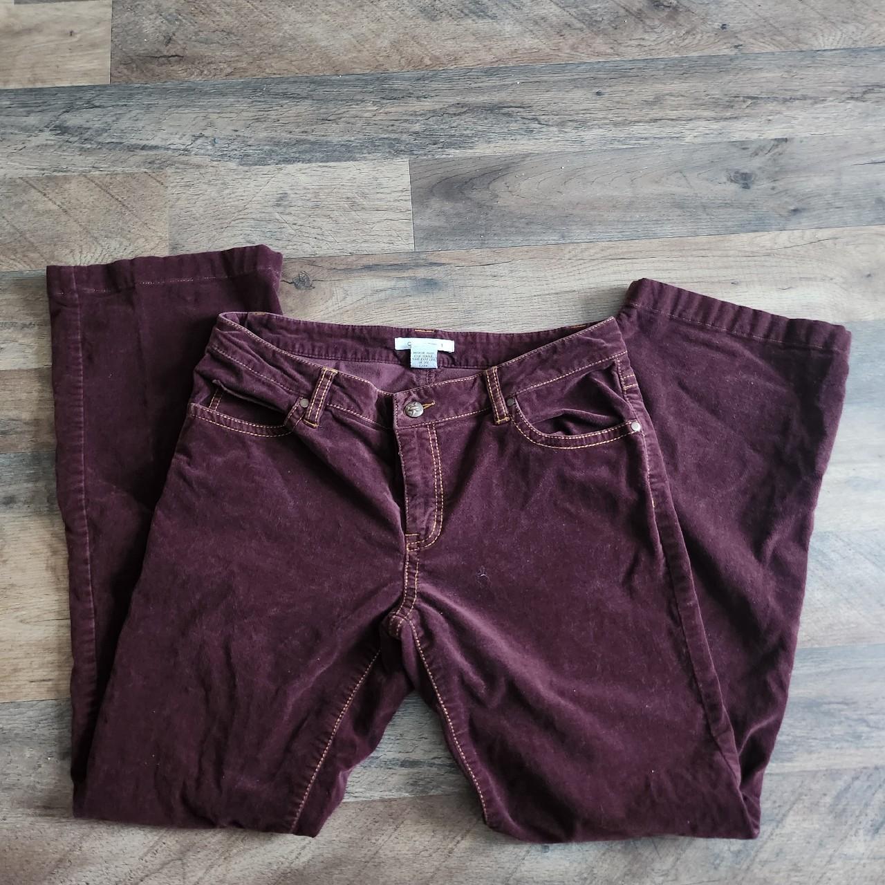 Wine colored velvet/suede pants. Size 8. Dont wear... - Depop