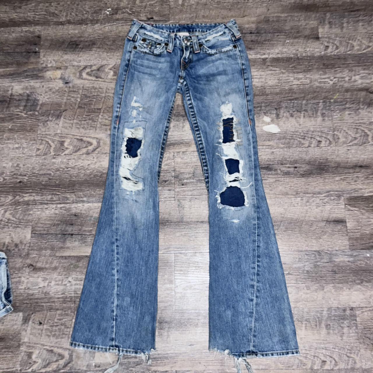 TRUE RELIGIONS flared ripped true religion jeans. a... - Depop