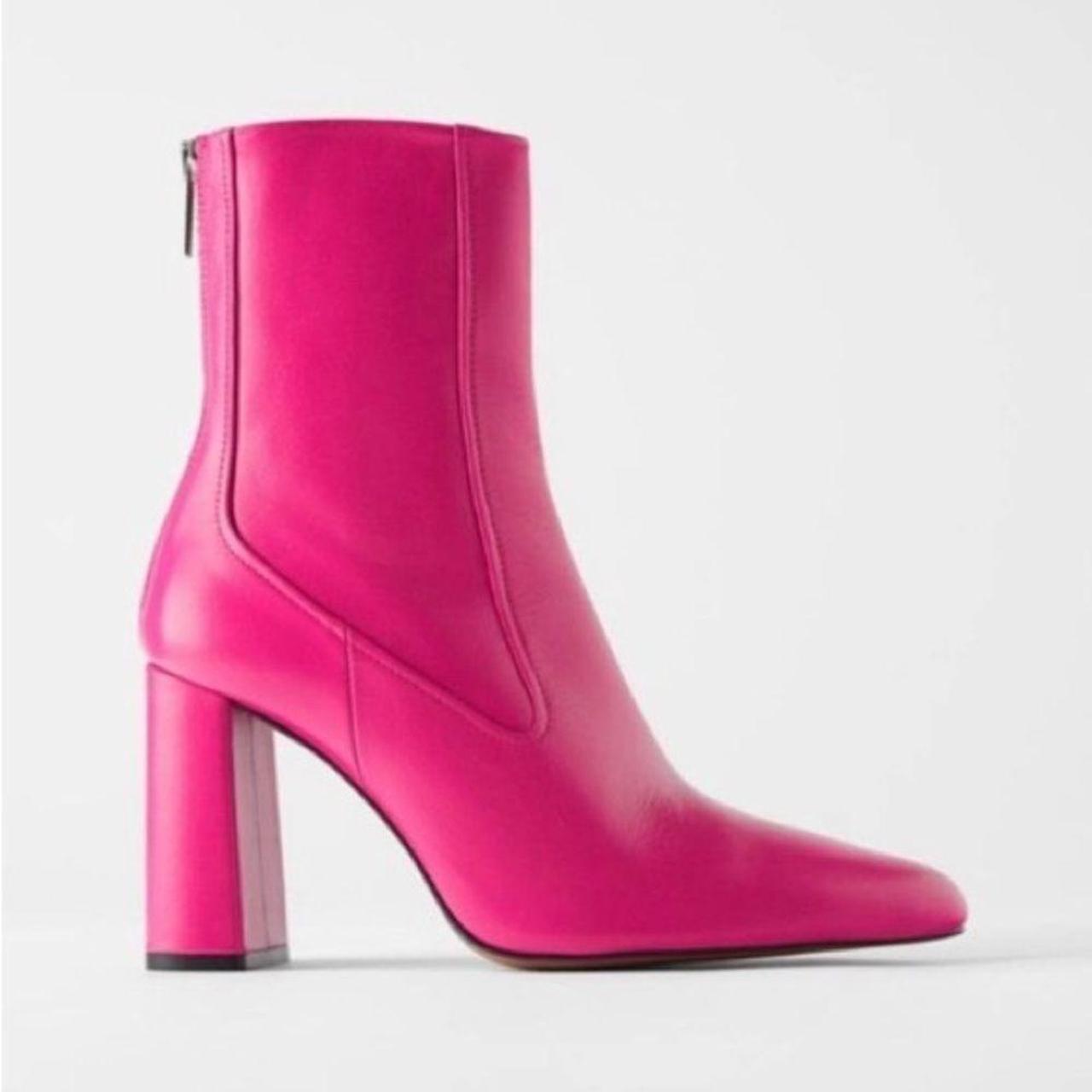 Zara Women's Pink Boots Depop