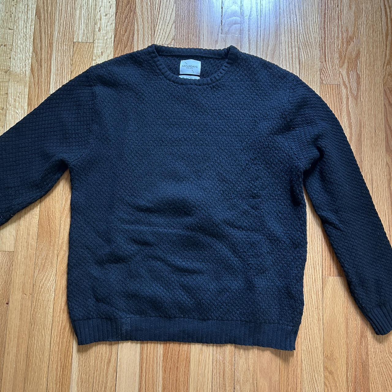 Saturdays Surf NYC black knit crewneck wool... - Depop