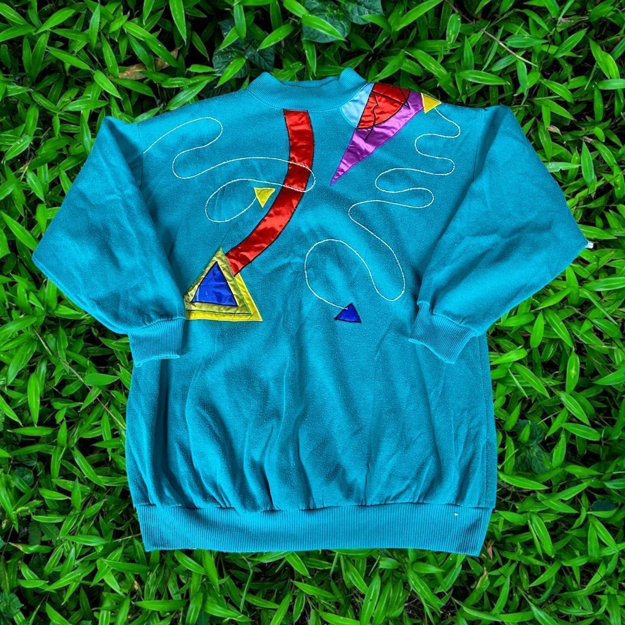 Vintage 90 s Women s 3D Puff Print Aqua Glam Depop vintage-90-s-women-s-3d-puff-print-aqua-glam-depop