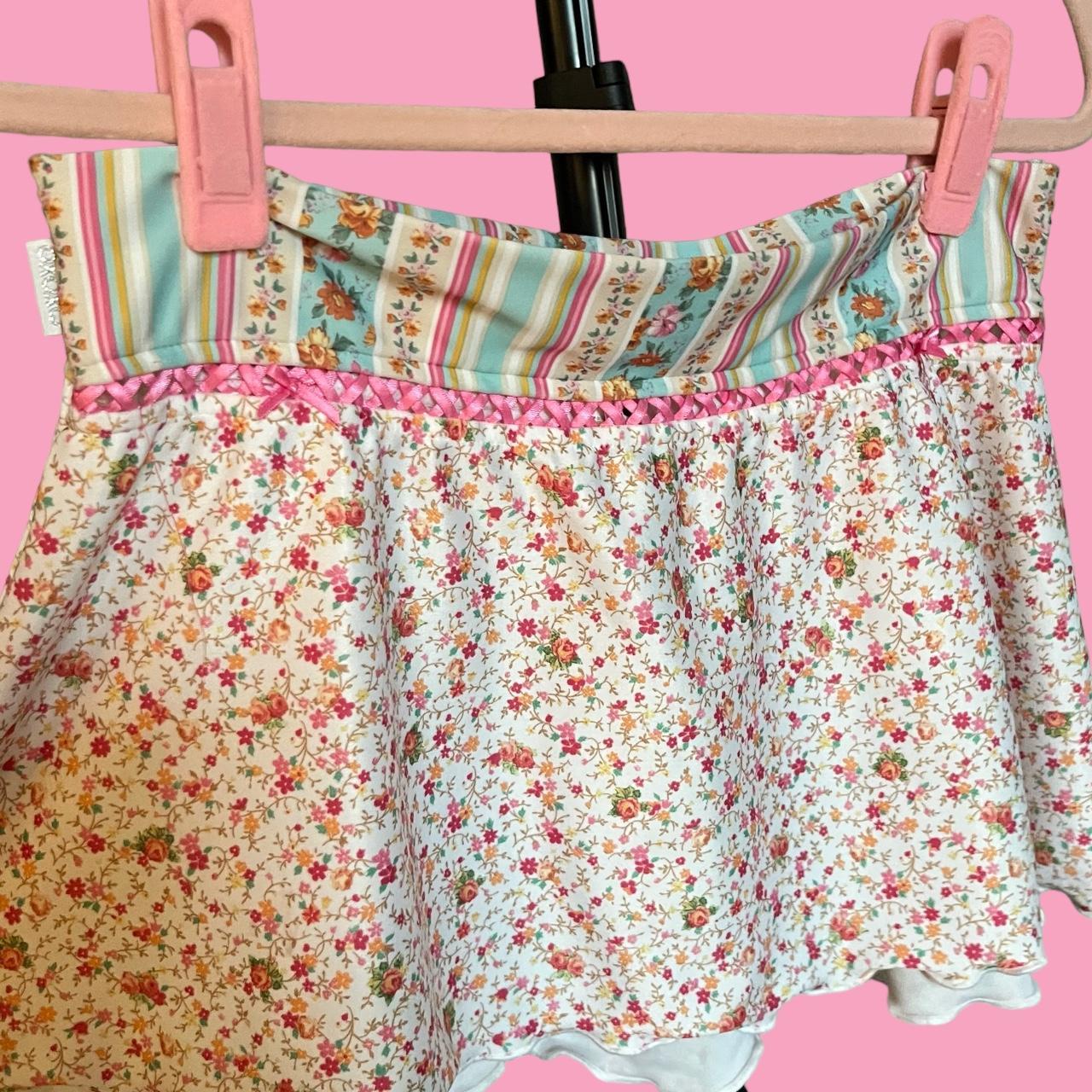 XOXO Women's White and Pink Skirt | Depop