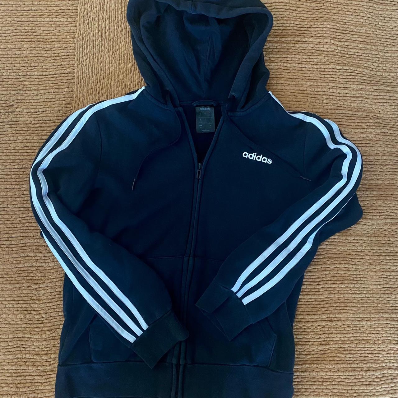 Black Adidas zip up sweater Size S - Depop