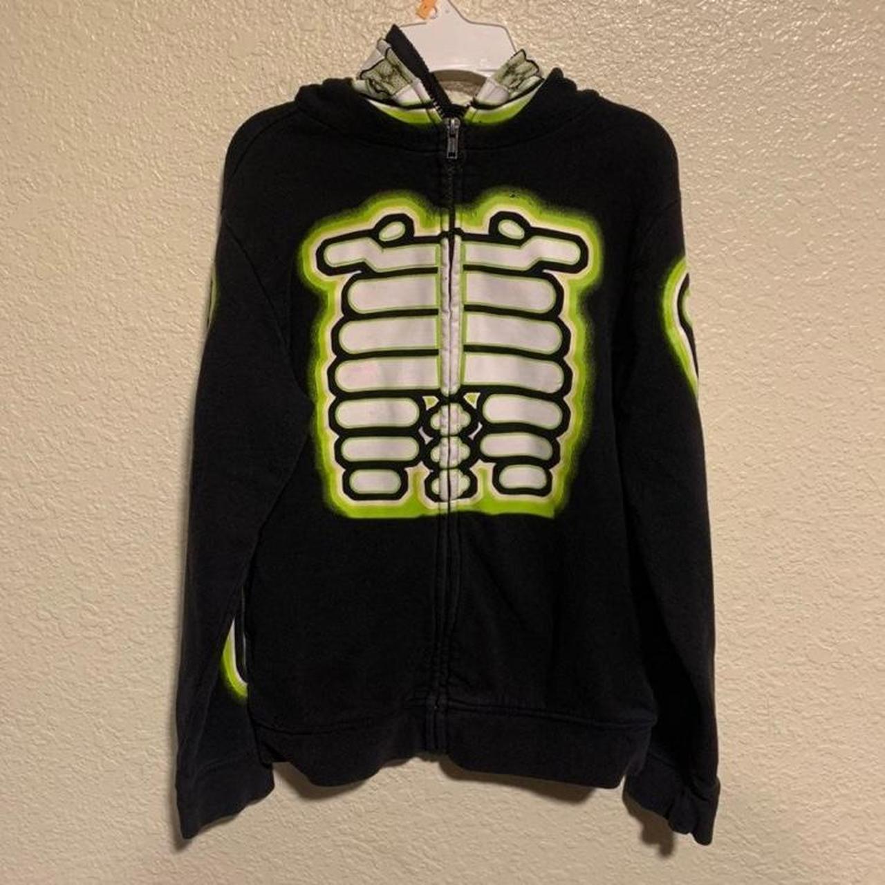 Tony hawk glow in the dark skeleton full zip up | Depop