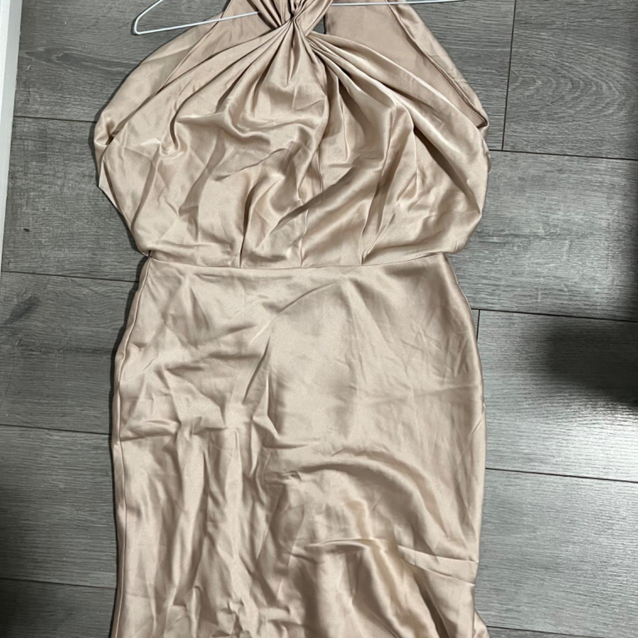 champagne black tie dress