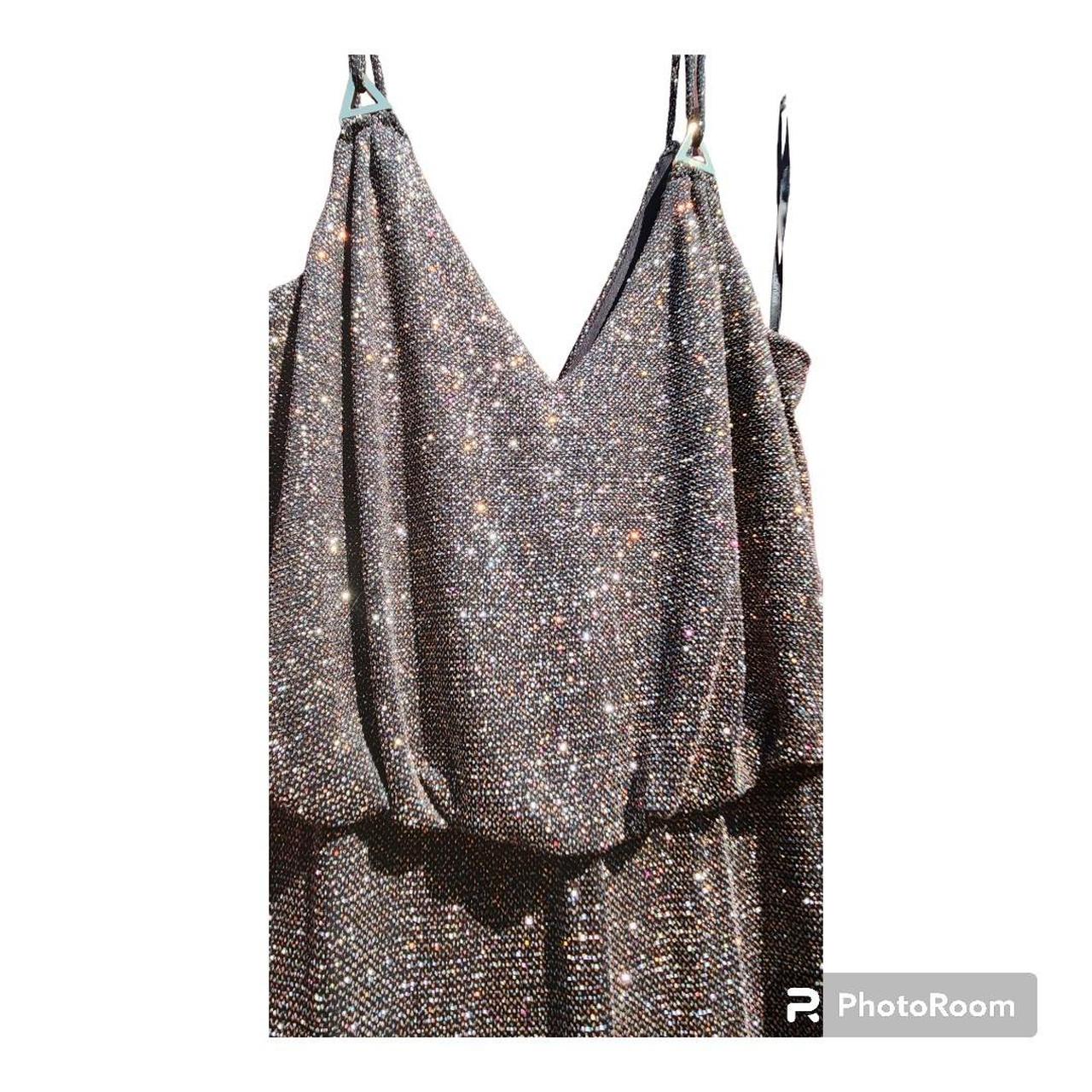 calvin klein metallic blouson gown