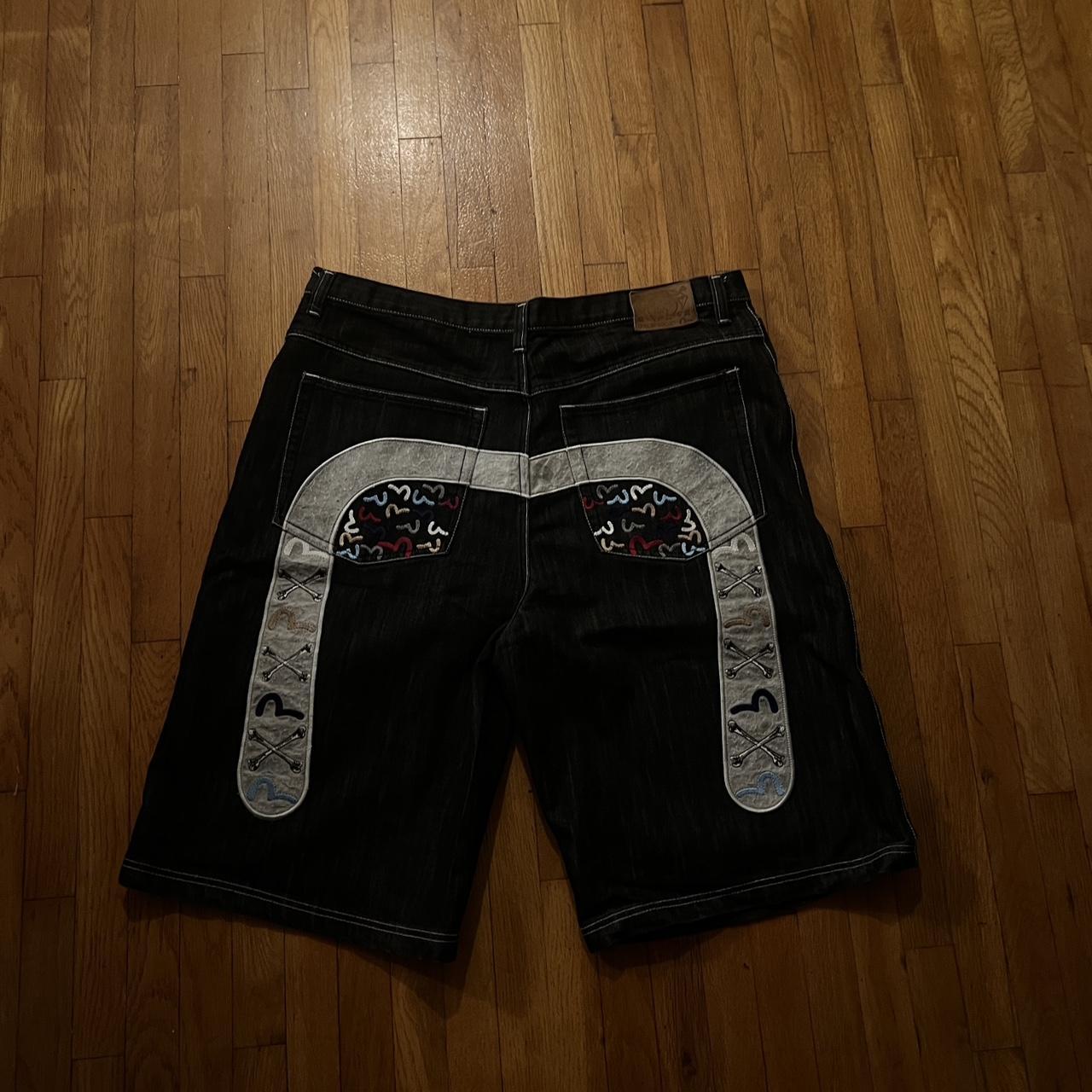 Evisu baggy Jorts (back material worn out a... - Depop