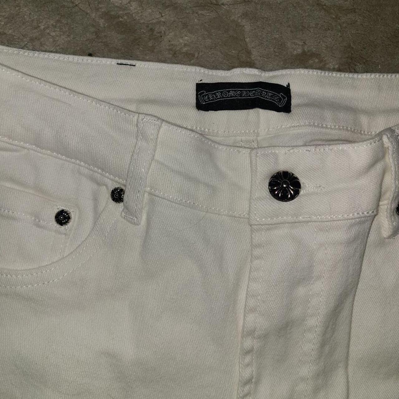 Chrome Hearts Men's White and Black Jeans | Depop