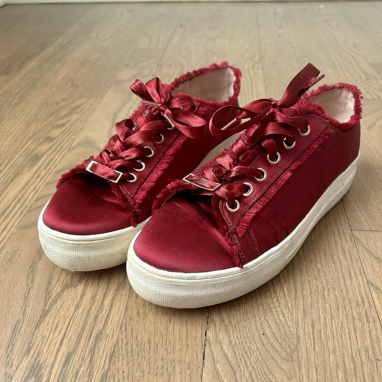 Topshop maroon/wine colored satin sneakers🍷, US