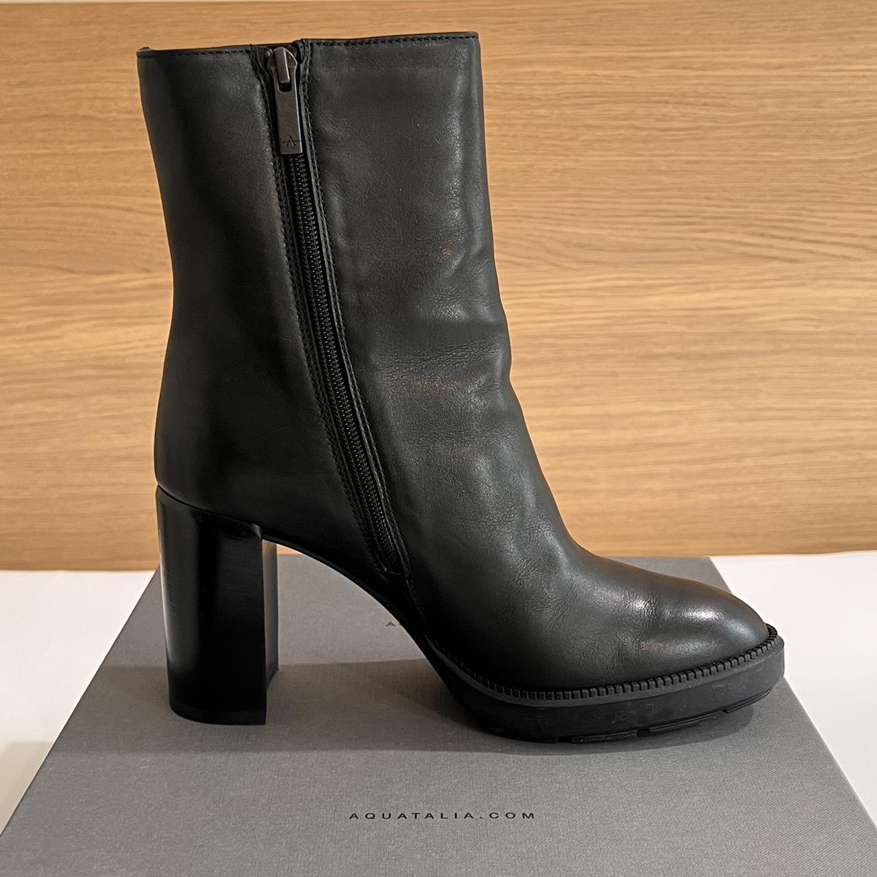 Aquatalia INES matte black waterproof leather boots