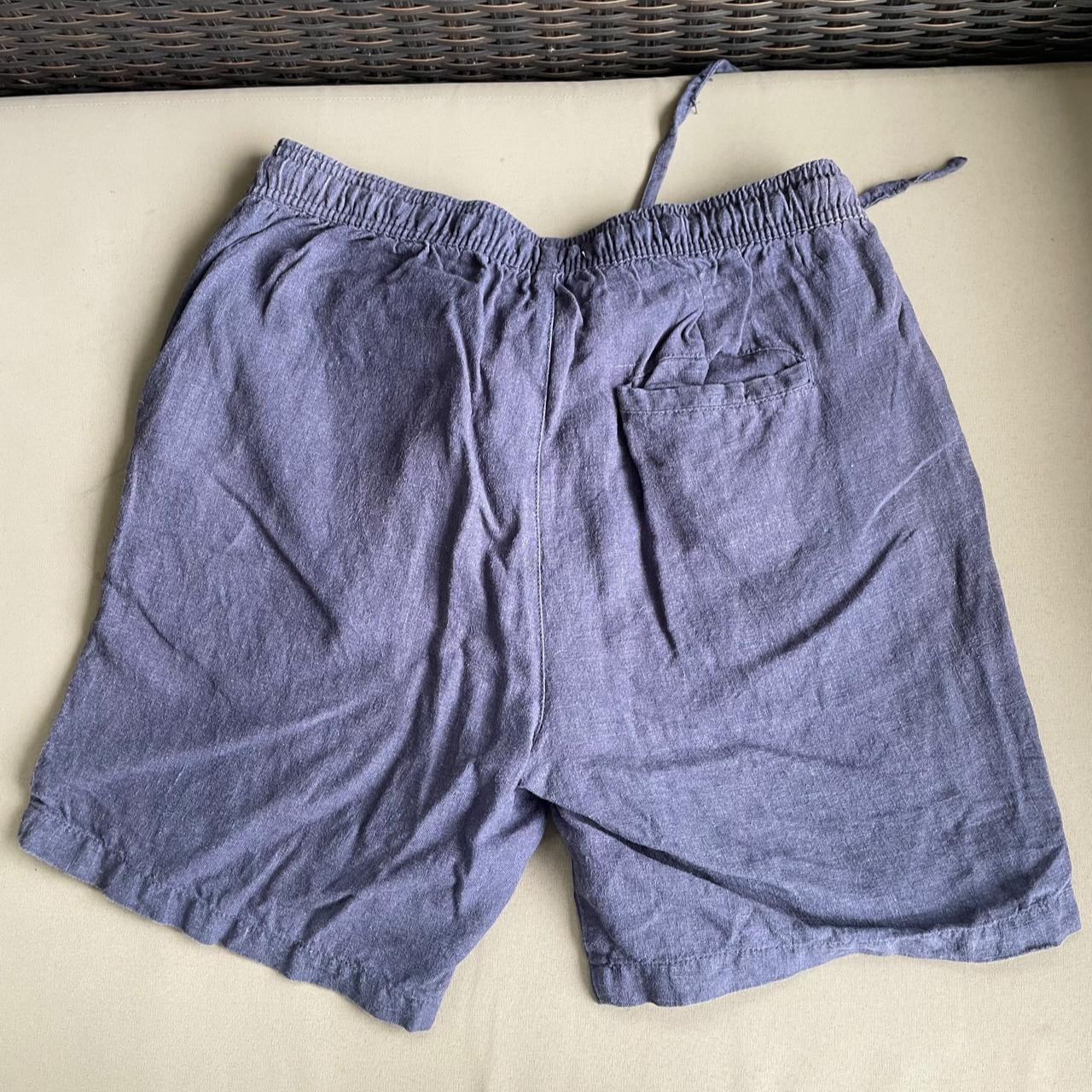 Medium AERE linen navy shorts, only worn a few times - Depop