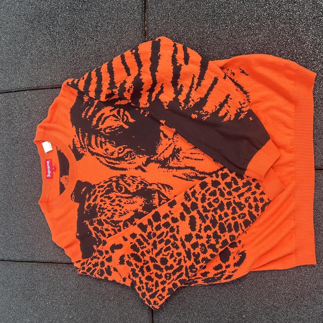 シュプリーム Big Cats Jacquard L/S Top オレンジM Supreme Big Cats