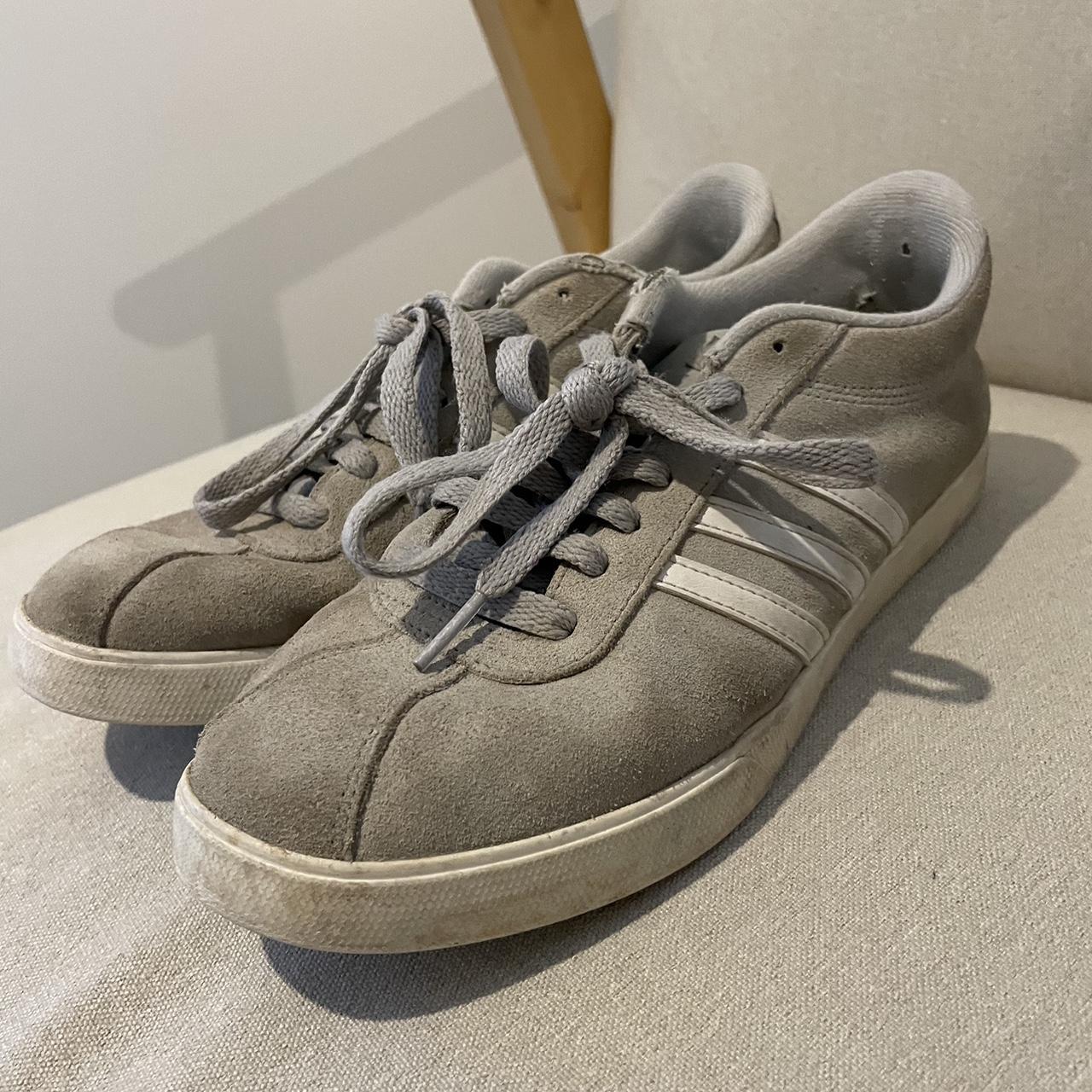 Adidas court side gazelle grey and white trainers /... - Depop