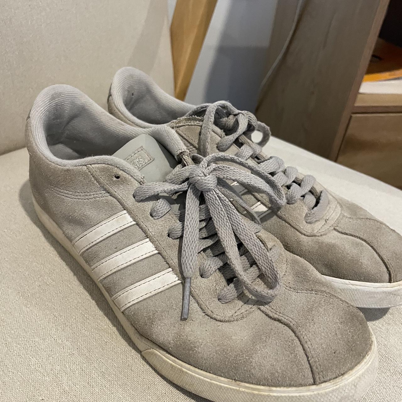Adidas court side gazelle grey and white trainers /... - Depop