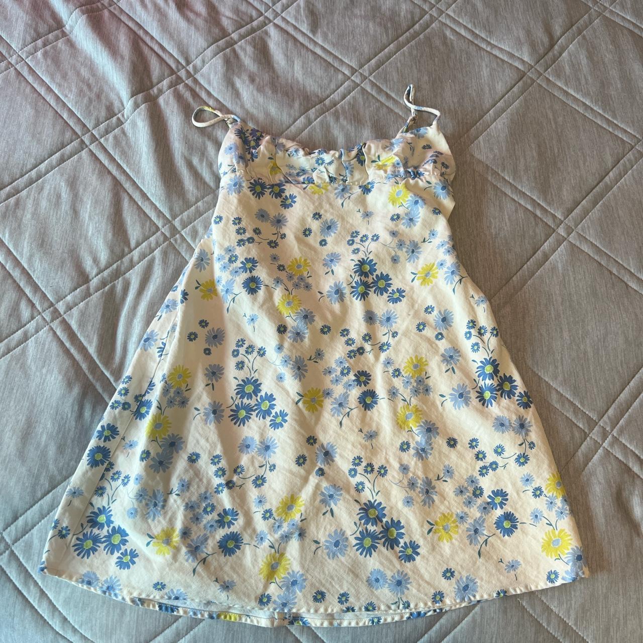 Zara Women's White and Blue Dress | Depop