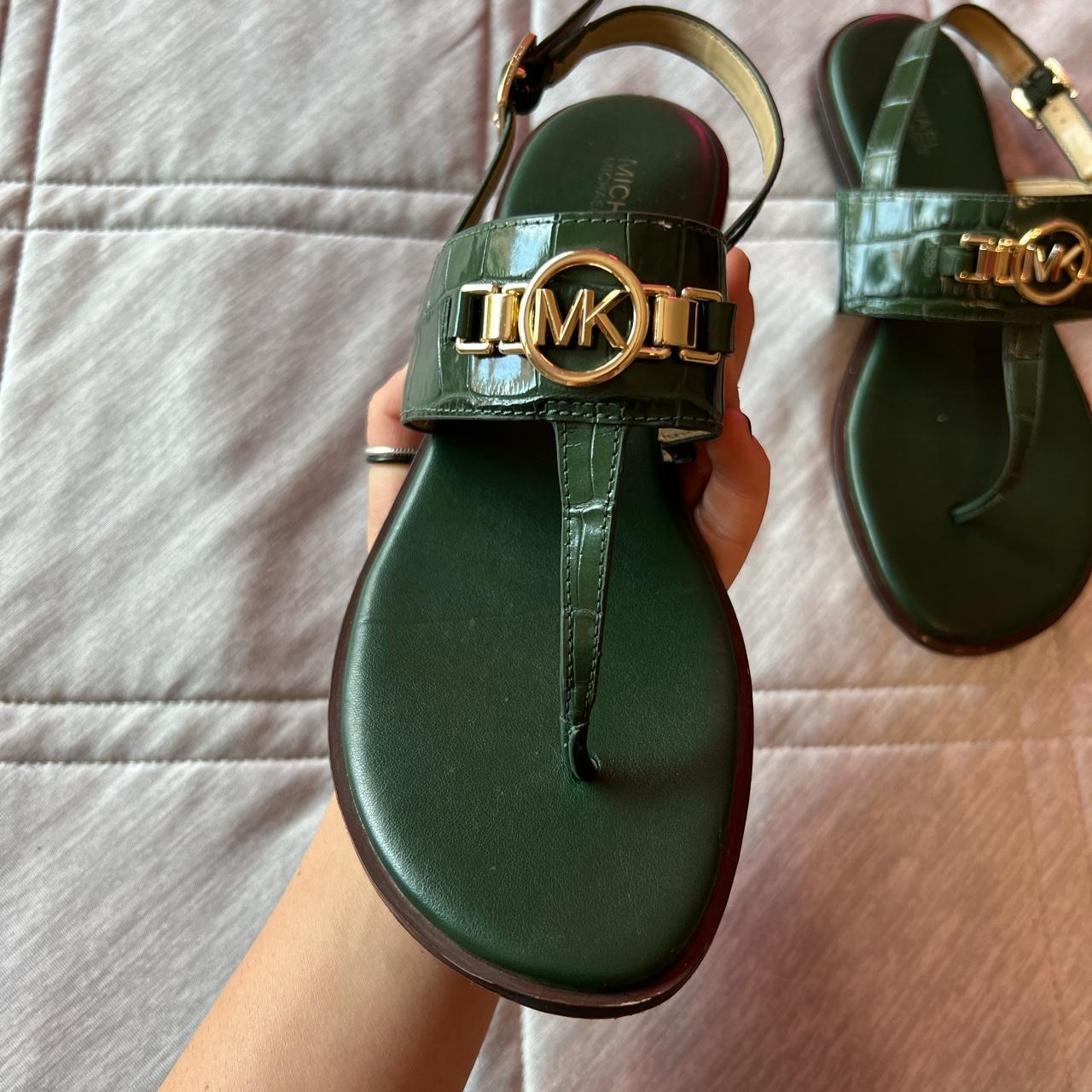 Michael Kors Petra Croc Embossed Leather Dress Sandals  Green Tree Mall