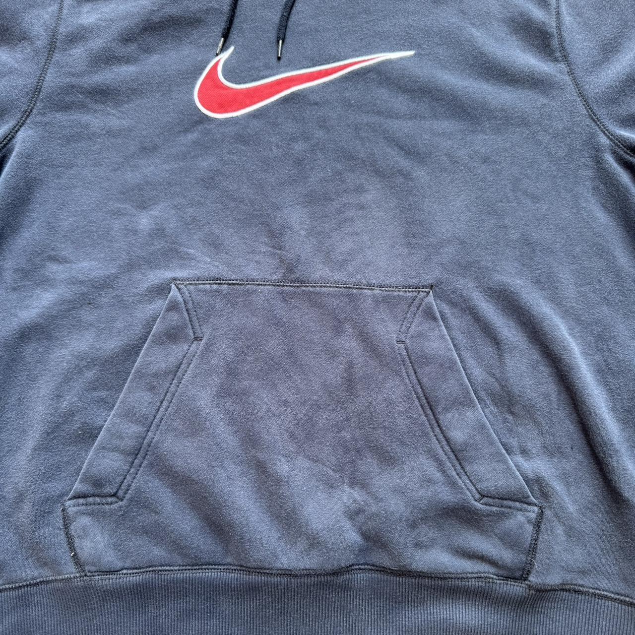 Vintage Nike navy and red center swoosh hoodie. | Depop