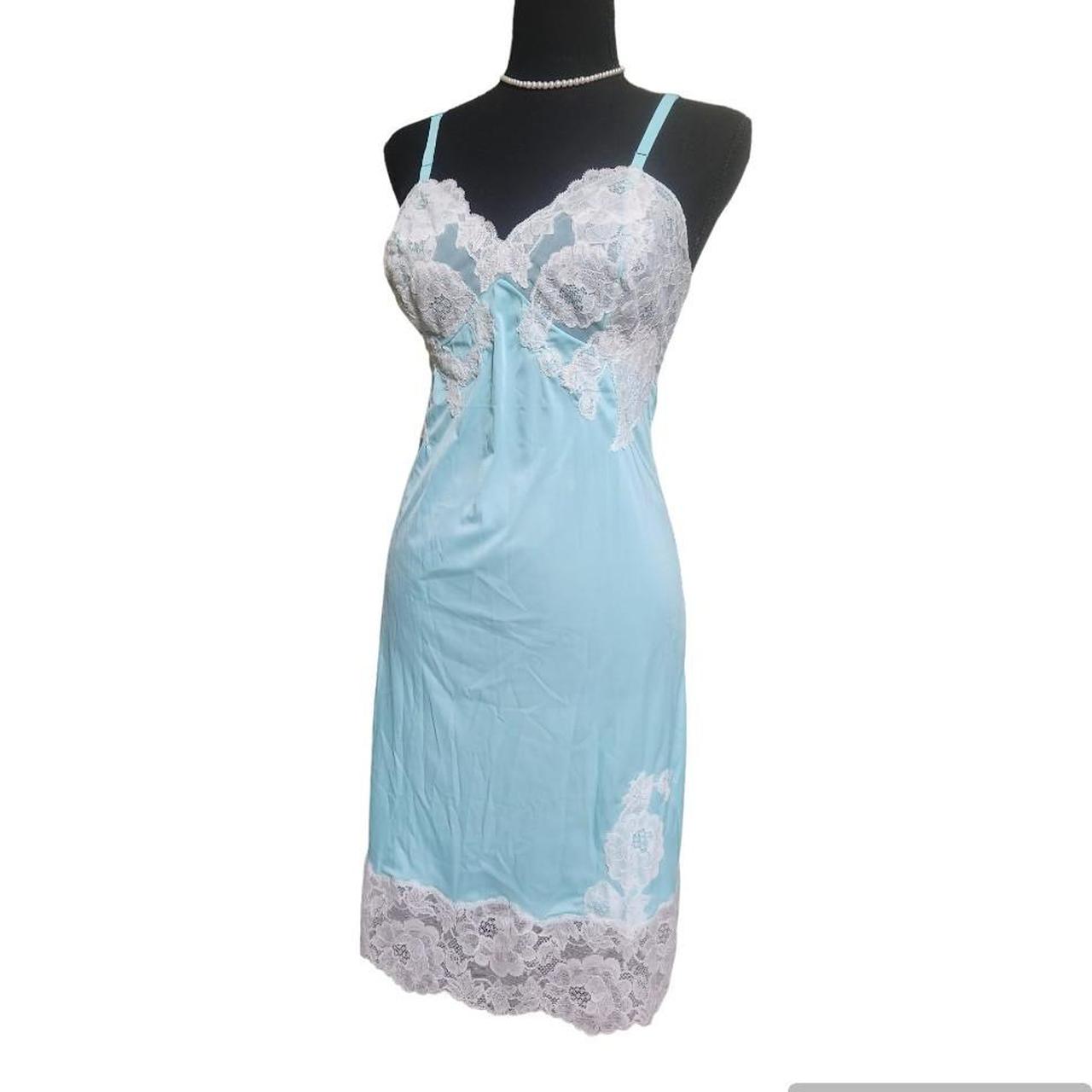 Vintage coquette beautiful light blue with floral... - Depop