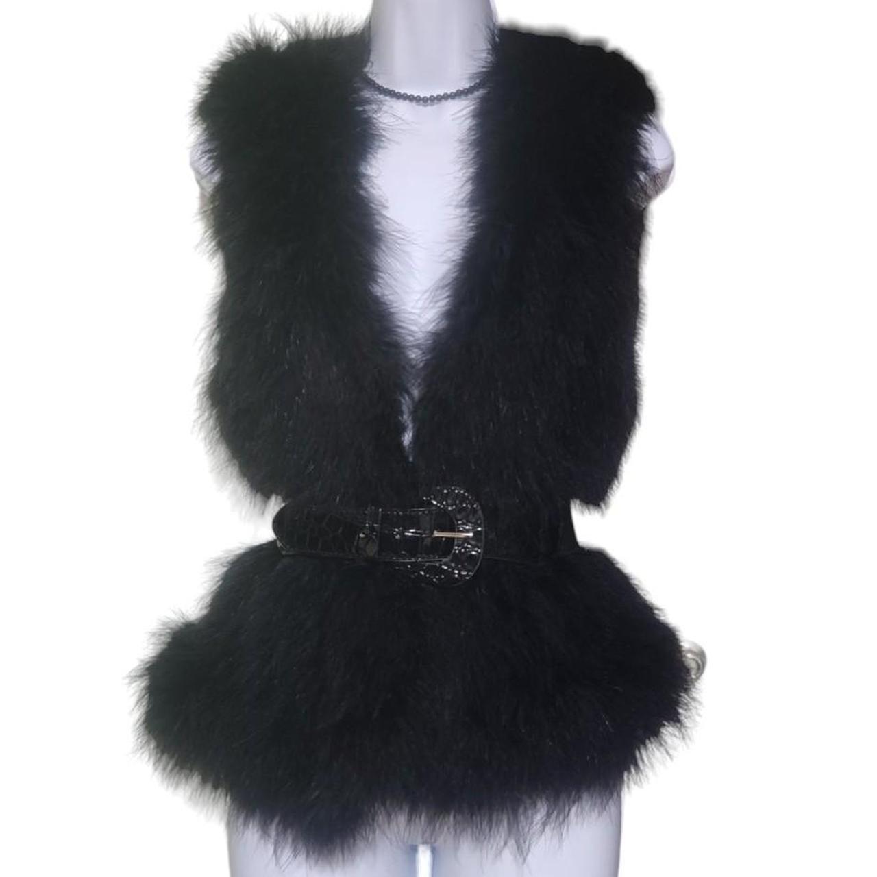 Whimsygoth feather vest very fluffy black... Depop