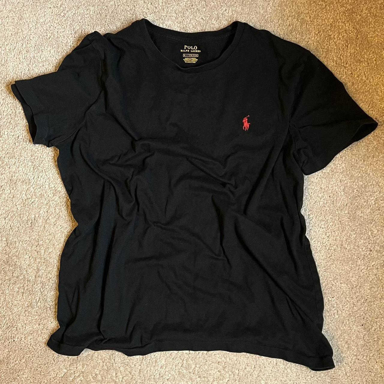 Polo Ralph Lauren Women's Black and Red T-shirt | Depop