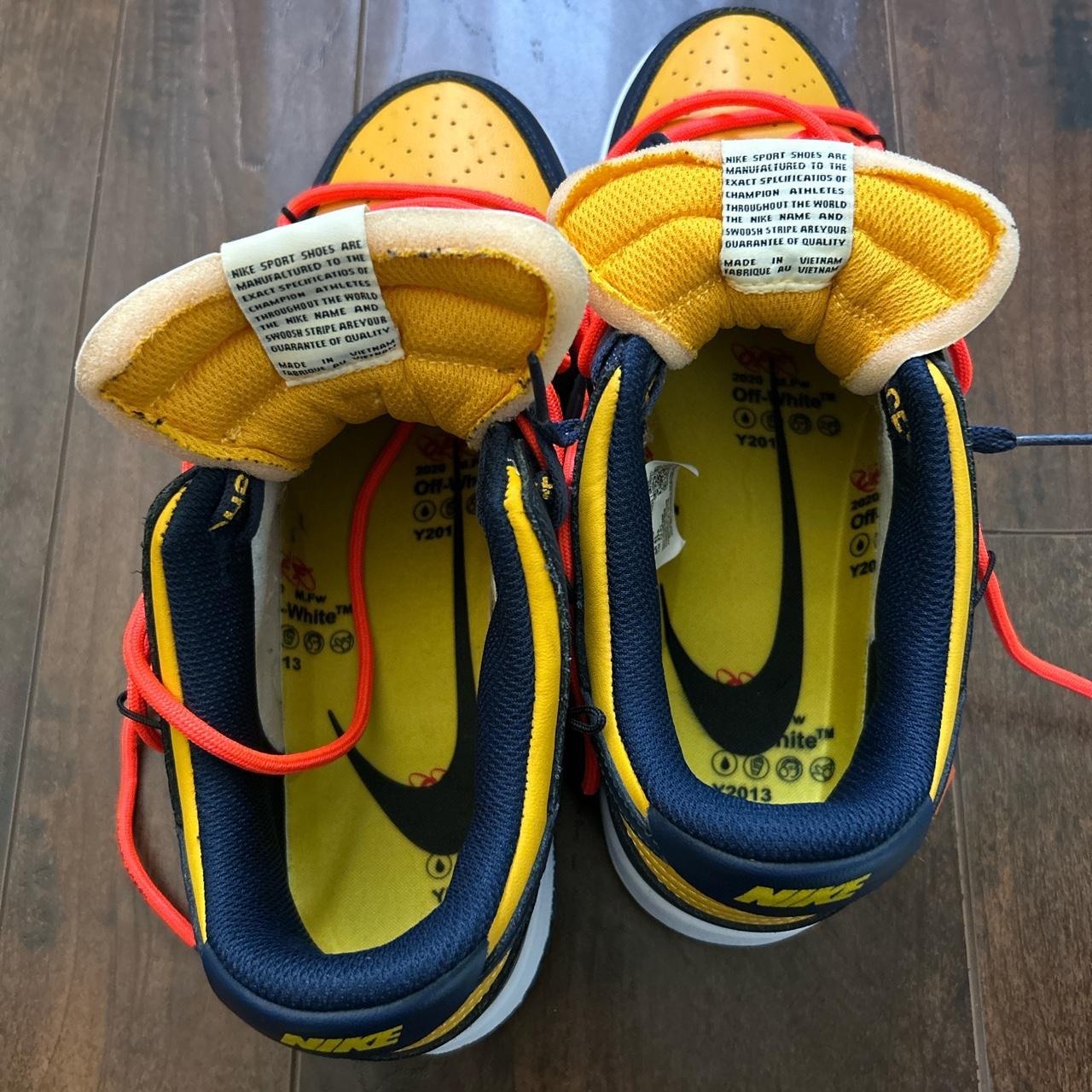 University Gold Off White Dunks, Worn Once Depop