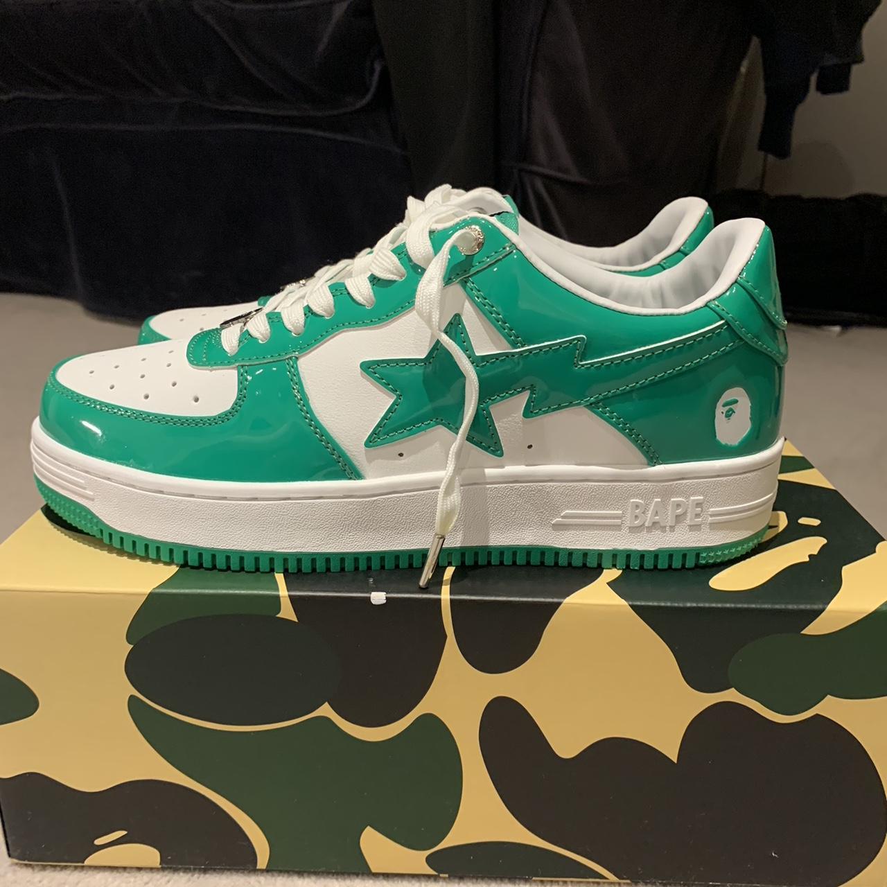 Bape Men's White And Green Trainers 