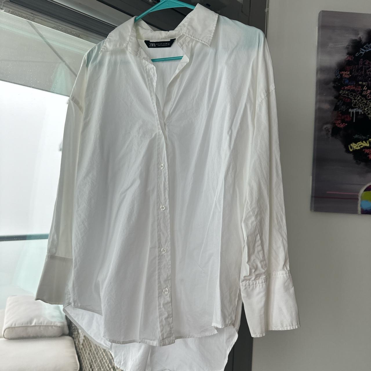 White Zara button up shirt, size Small Worn but... - Depop