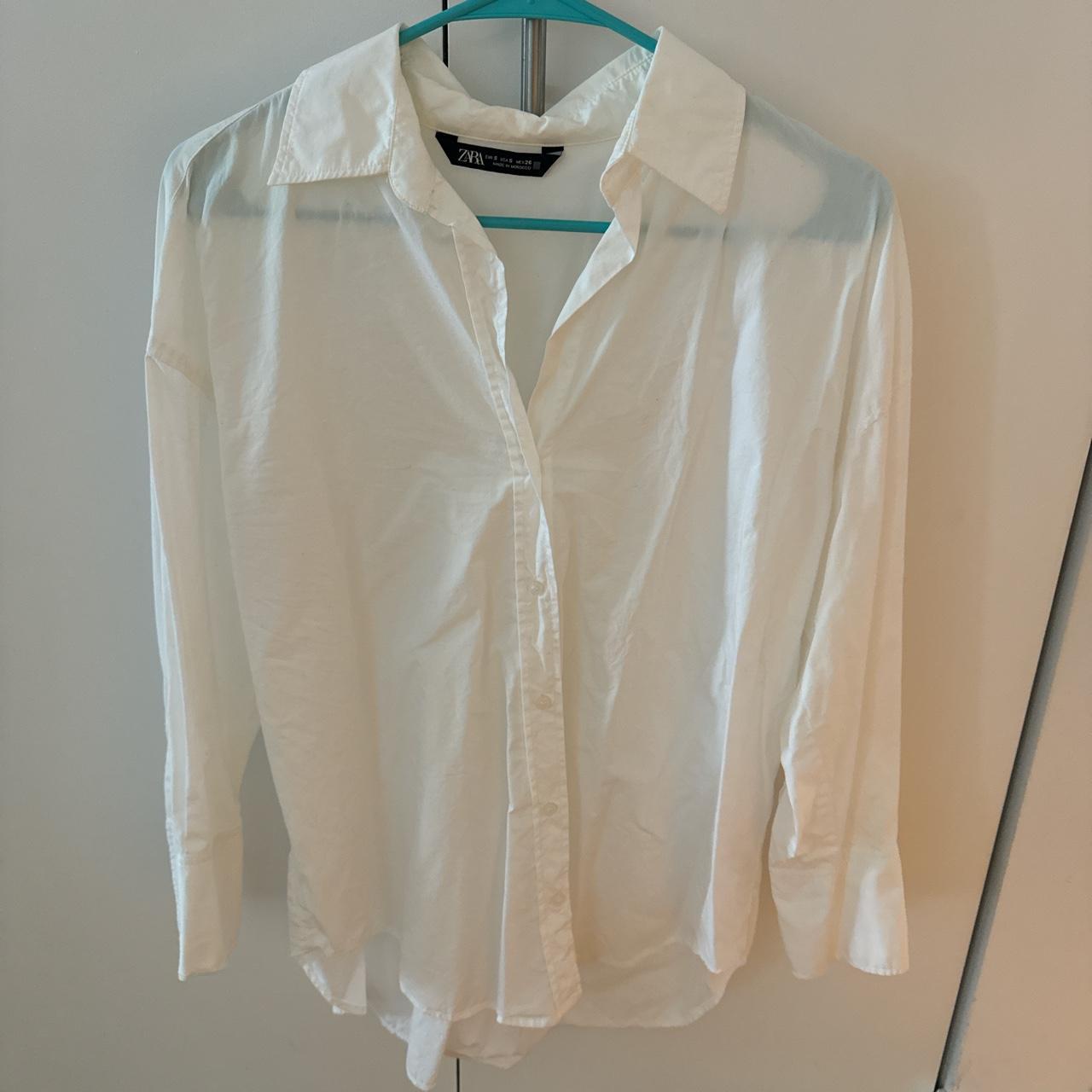 White Zara button up shirt, size Small Worn but... - Depop