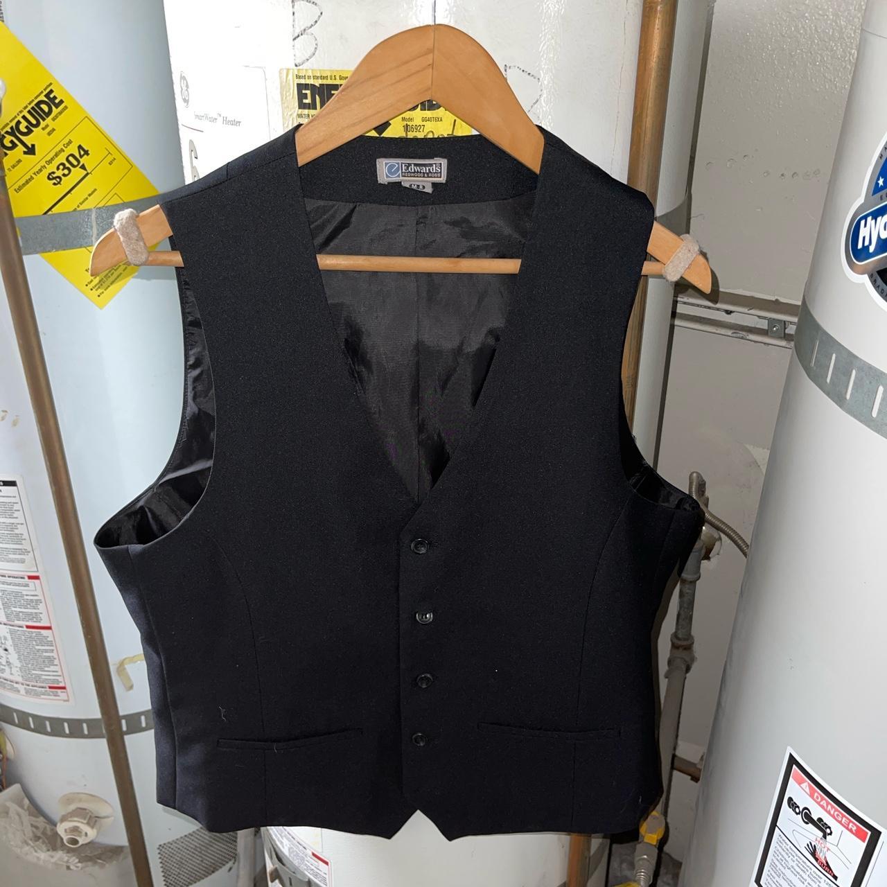 American Vintage Mens Navy And Black Waistcoats Vests Depop