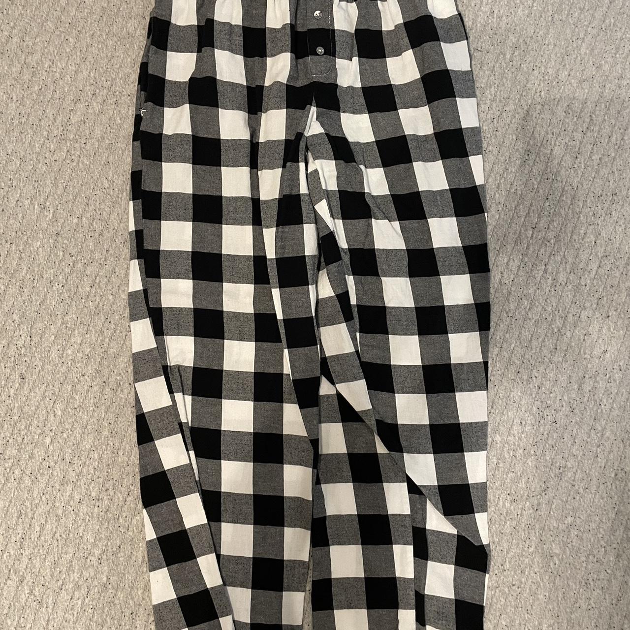 black white & gray flannel pajama pants, no flaws,... - Depop
