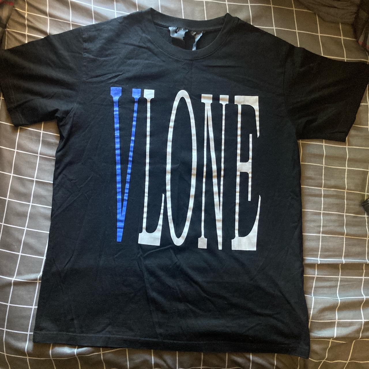 Vlone Men's Black And Blue T-shirt | Depop