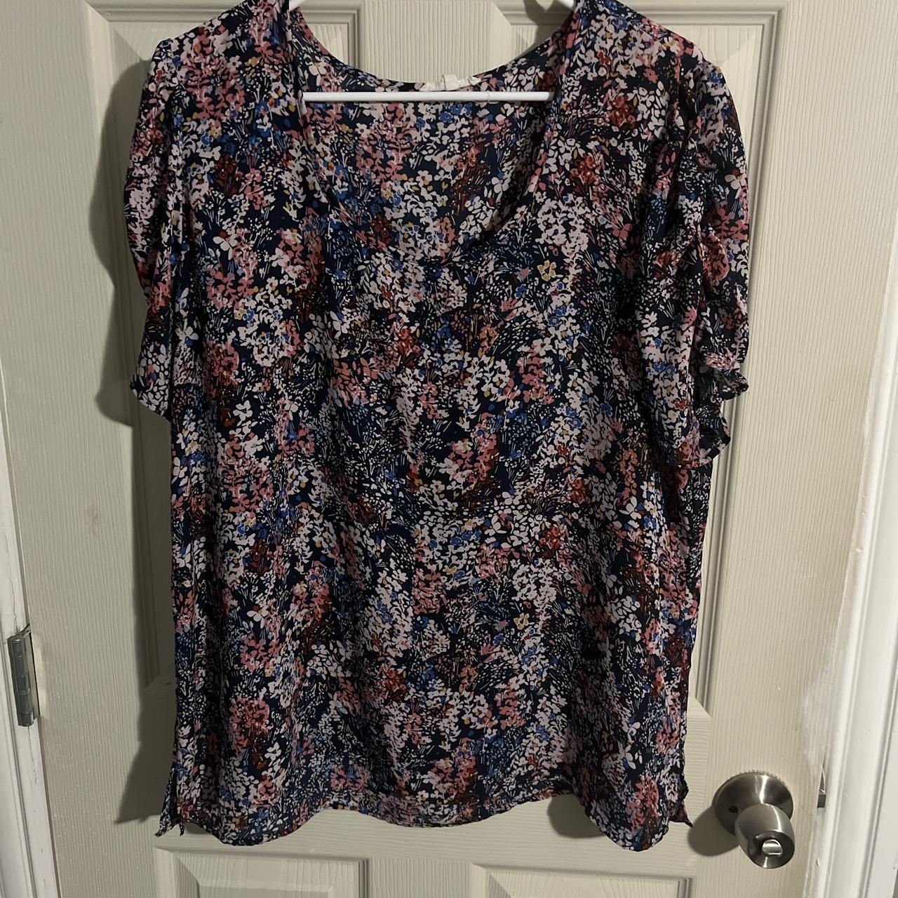 Maurices Women's Pink and Navy Blouse | Depop
