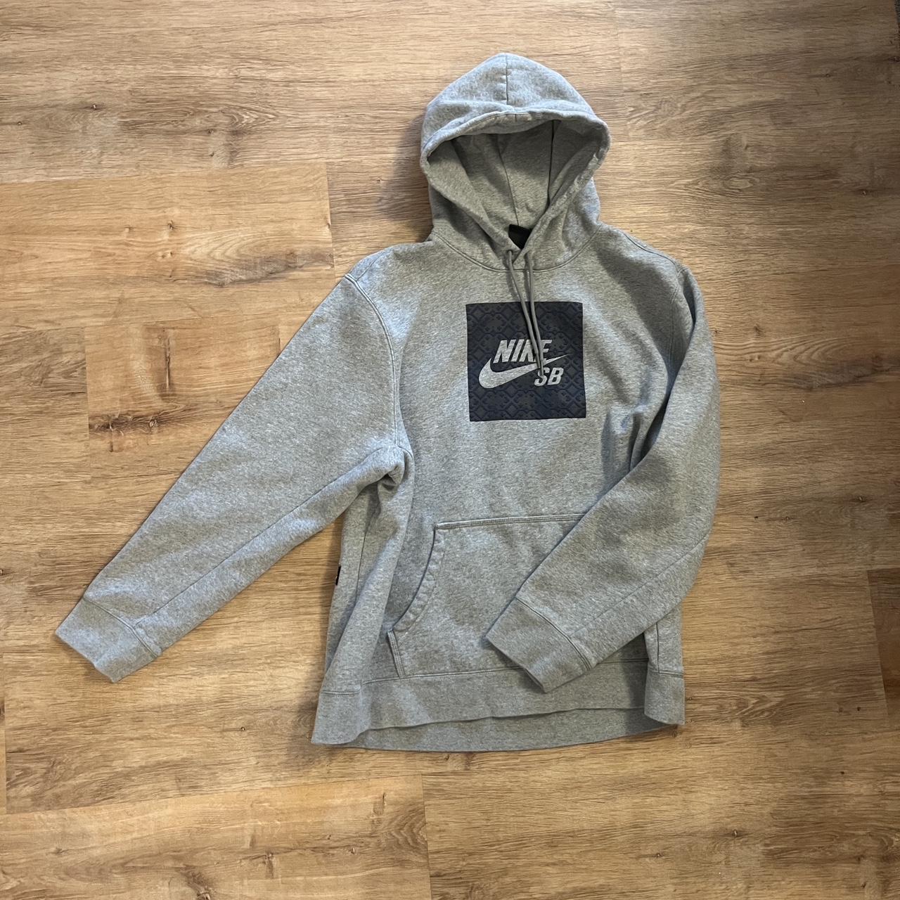 Grey Nike SB hoodie Nice embroidery on the front No... - Depop