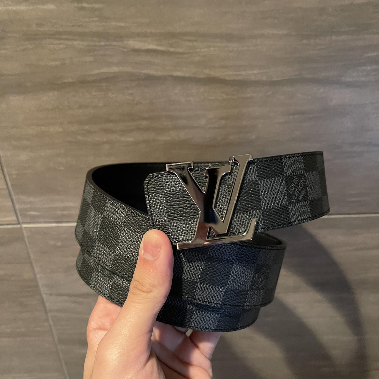 Louis Vuitton Men's Black and Grey Belt | Depop