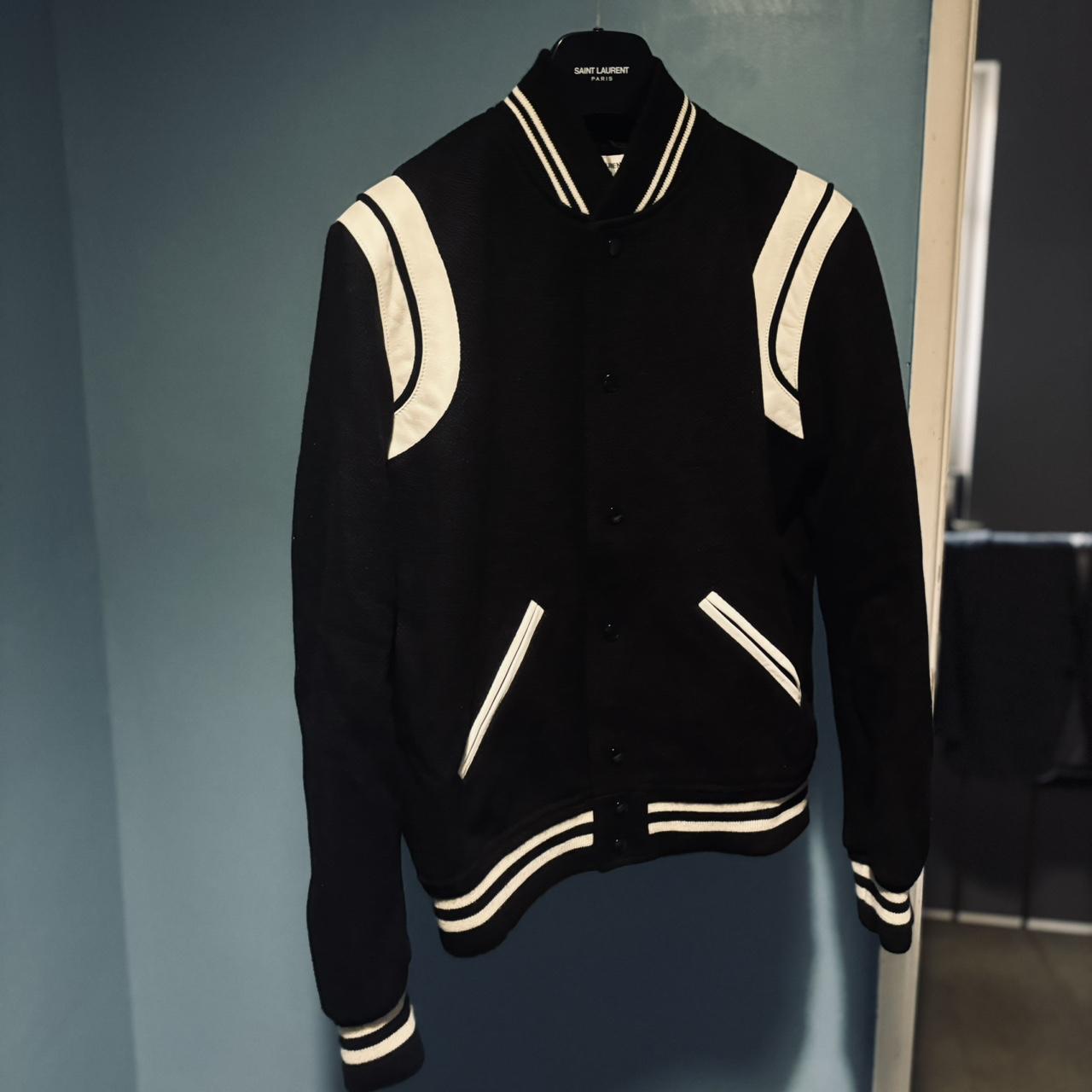 Saint Laurent Paris black and white varsity | Depop