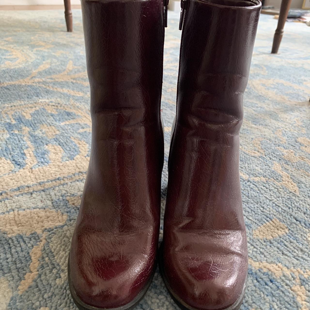 Target Women's Burgundy and Black Boots Depop