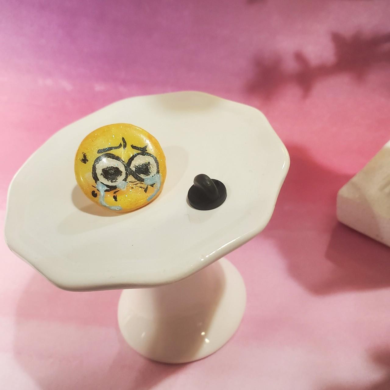 Handmade Crying Cursed Emoji Clay Pin This pin is - Depop