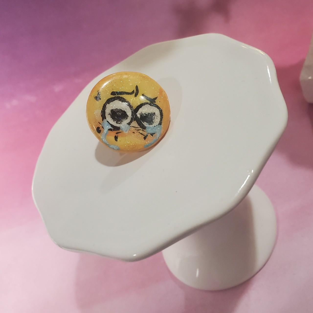 Handmade Crying Cursed Emoji Clay Pin This pin is - Depop
