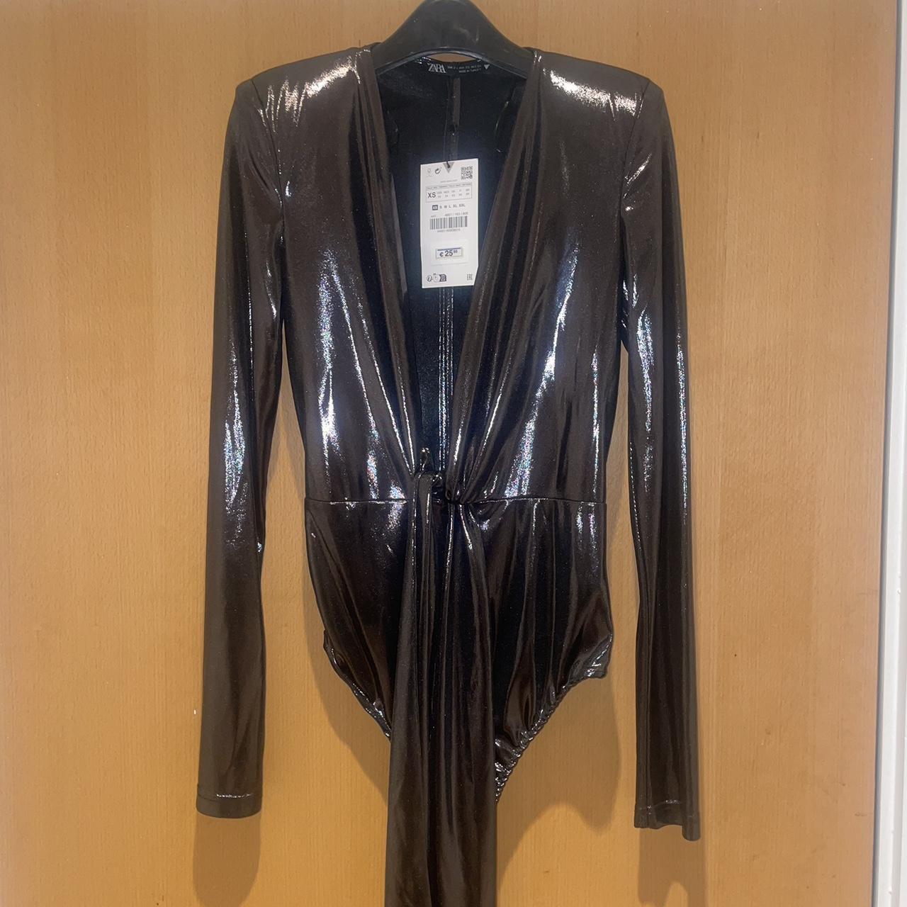 Zara - Metallic Bodysuit- (Top), Size: Medium, color: Metalllic